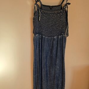 Distressed Blue Sleeveless Dress with Tie Straps Torrid Sz 1